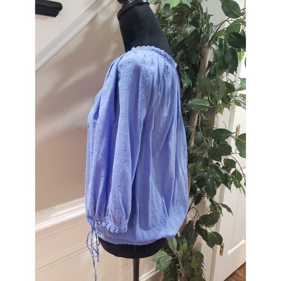 Calvin Klein Womens Blue Solid 100% Cotton Scoop Neck Long Sleeve Top Blouse S - Picture 5 of 11